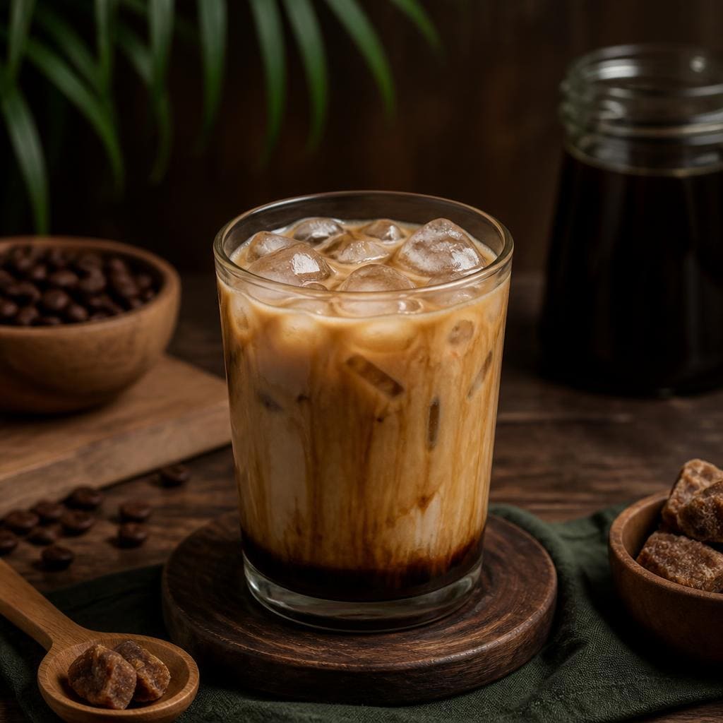 Kopi Gula Aren Es Teler 77 dengan rasa manis khas gula aren